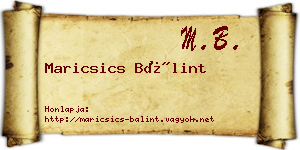 Maricsics Bálint névjegykártya